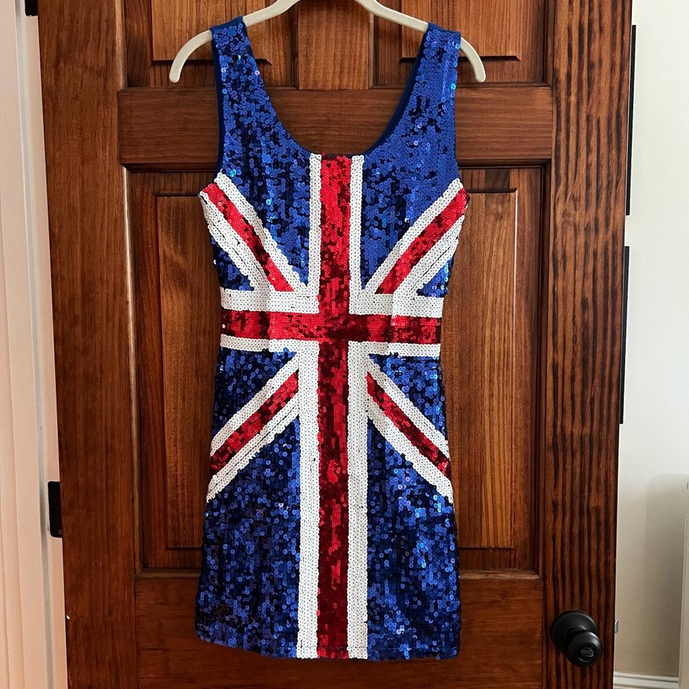Ginger Spice Union Jack Sequin Costume Dress